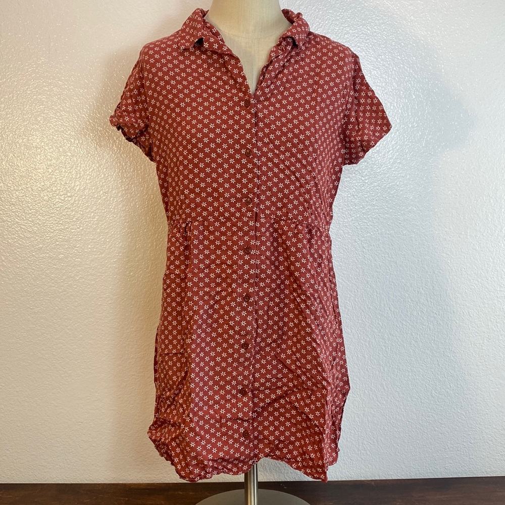 Vans Tipper Mini Dress, White Floral Print, Short Sleeve, Women's Medium